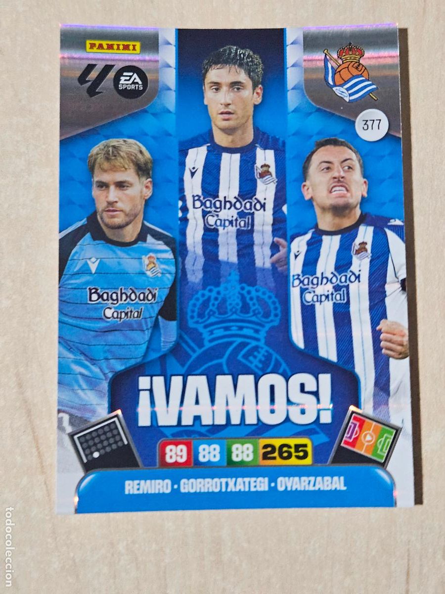 Cromos de f&uacute;tbol: FICHA N&ordm; 377 REAL SOCIEDAD - ADRENALYN 25 26 - PANINI 2025 - 26 - CROMO - VAMOS