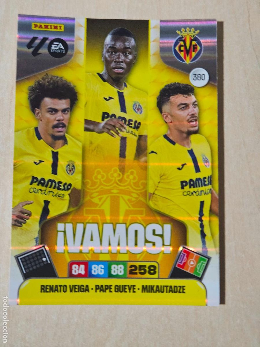 Cromos de f&uacute;tbol: FICHA N&ordm; 380 VILLARREAL - ADRENALYN 25 26 - PANINI 2025 - 26 - CROMO - VAMOS