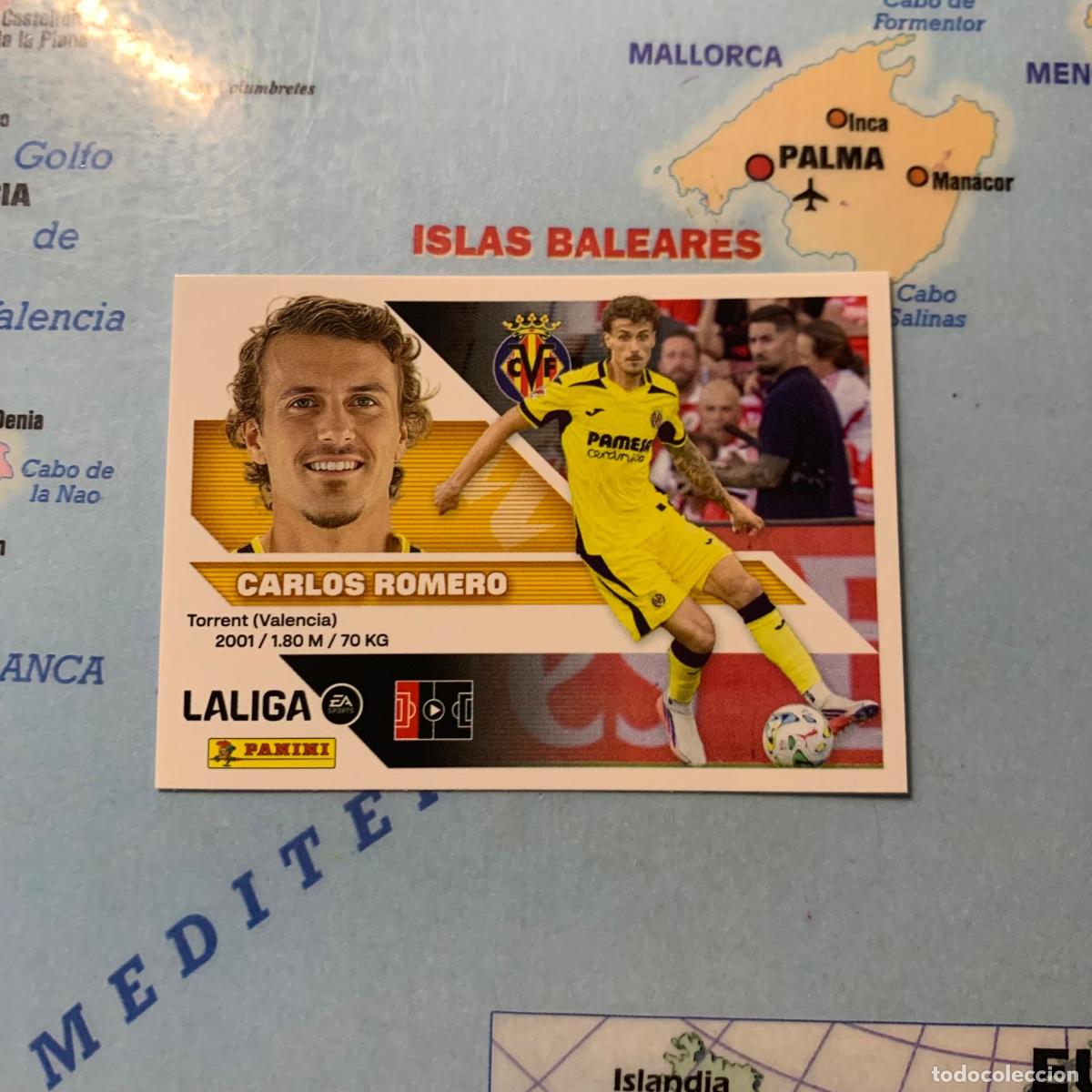 Cromos de f&uacute;tbol: Carlos Romero &Uacute;ltimo fichaje n&uacute;mero 4 Del Villarreal cromo de la liga este 26-27 2026-2027