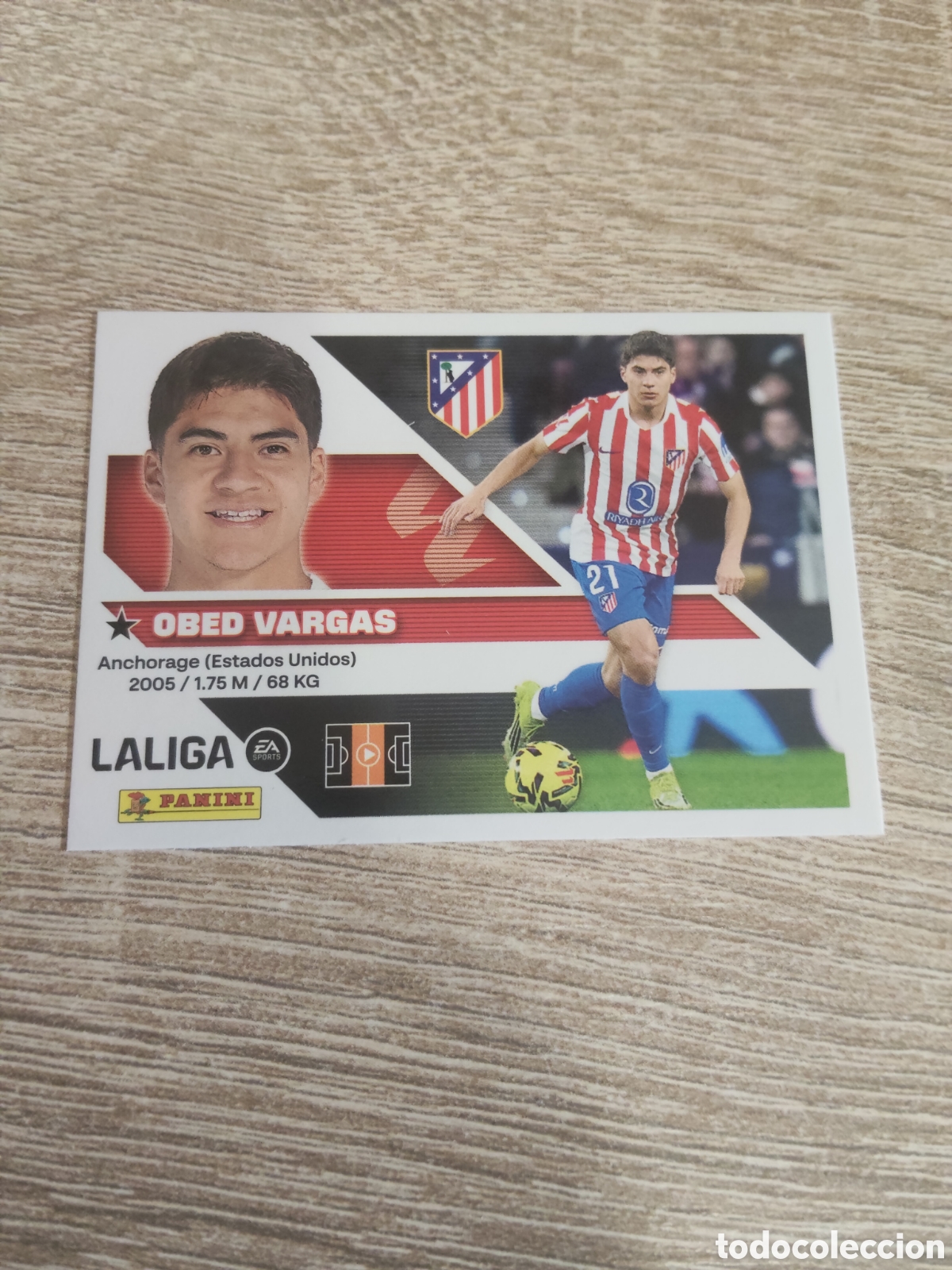 Cromos de f&uacute;tbol: Obed Vargas Atl&eacute;tico de Madrid liga 2026 2027 26 27 ediciones este
