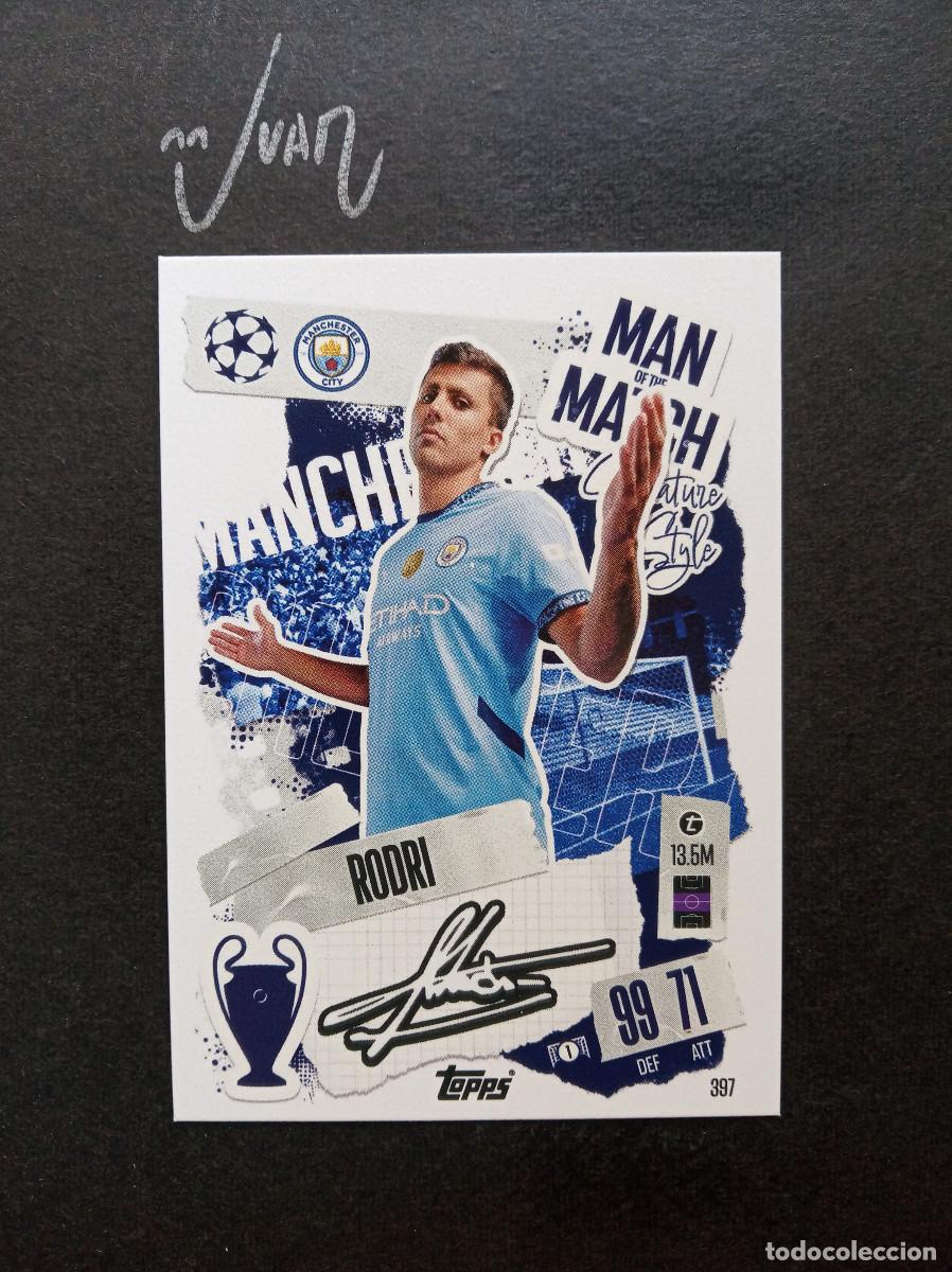 Cromos de f&uacute;tbol: RAREZA MATE 397 MAN SIGNATURE RODRI MANCHESTER CITY ⚽ TOPPS &reg; MATCH ATTAX CHAMPIONS 2024 2025 24 25