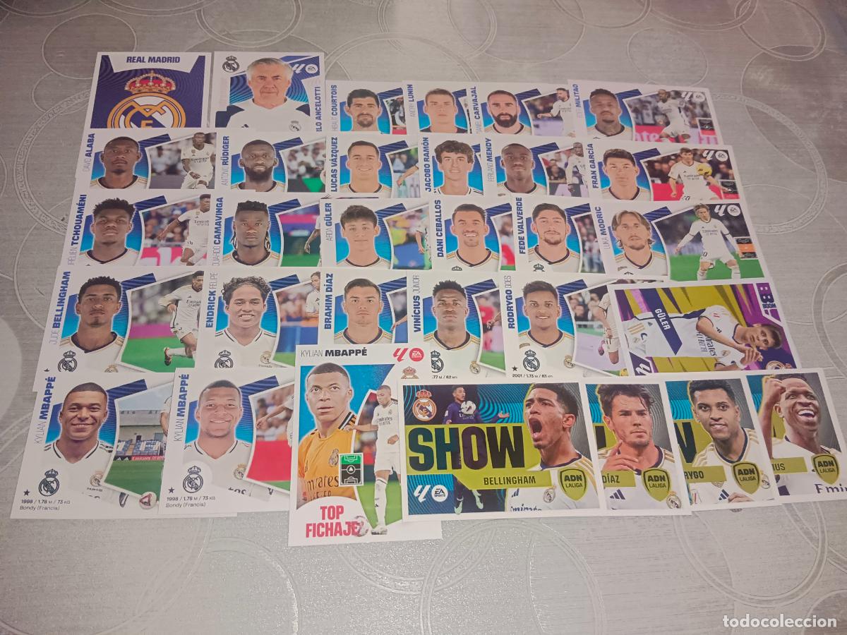 Cromos de f&uacute;tbol: EDICIONES ESTE 2024 2025 24 25 EQUIPO REAL MADRID 31 CROMOS TODO LO EDITADO ENDRICK JACOBO MBAPPE