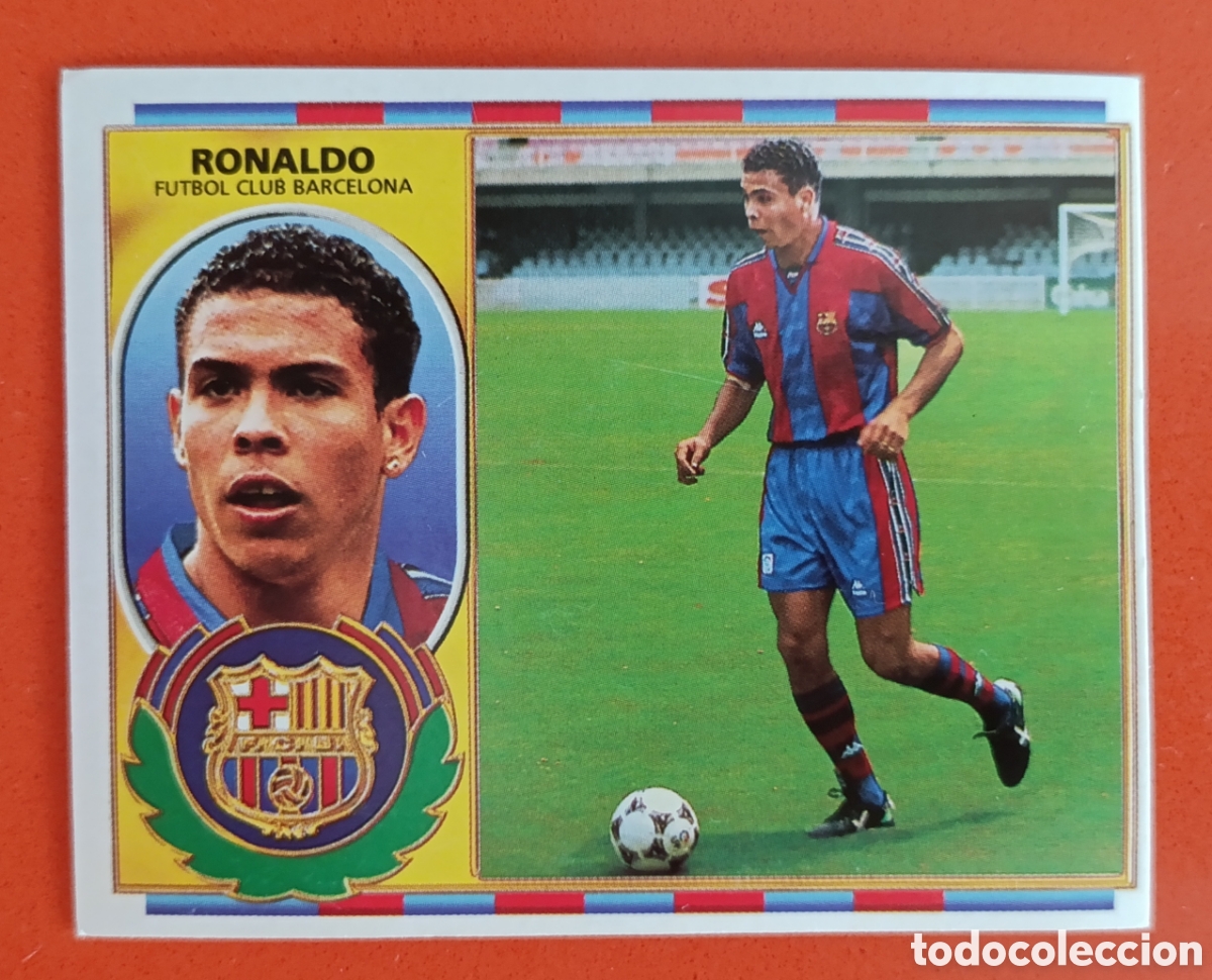 Football Stickers: Ronaldo Barcelona Rookie Liga 96 - 97, sin pegar y sin marcas