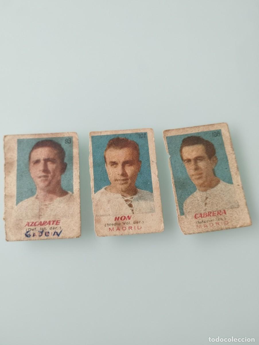 Cromos de f&uacute;tbol: Lote 3 cromos antiguos Bruguera 1950/1951 - Real Madrid - Hon, Cabrera y Azcarate