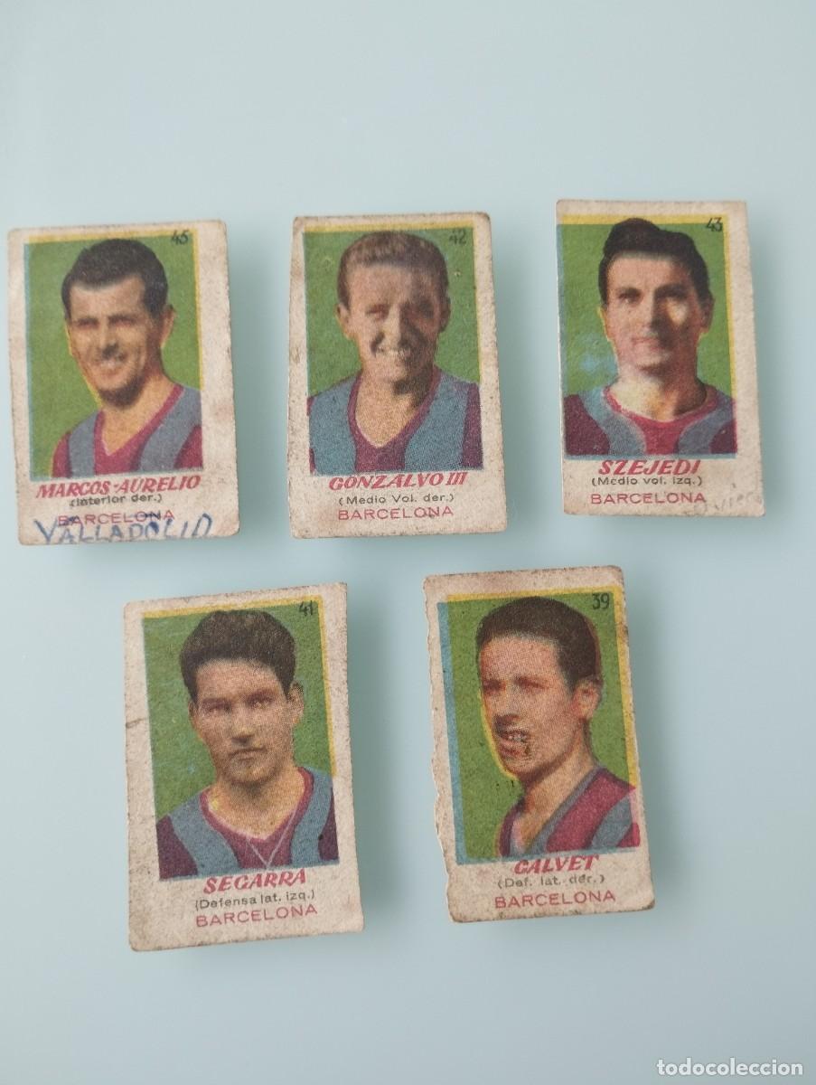 Cromos de f&uacute;tbol: Lote 5 cromos antiguos F.C. BARCELONA Bruguera 1950/1951 - Segarra, Gonzalvo III, Calvet...