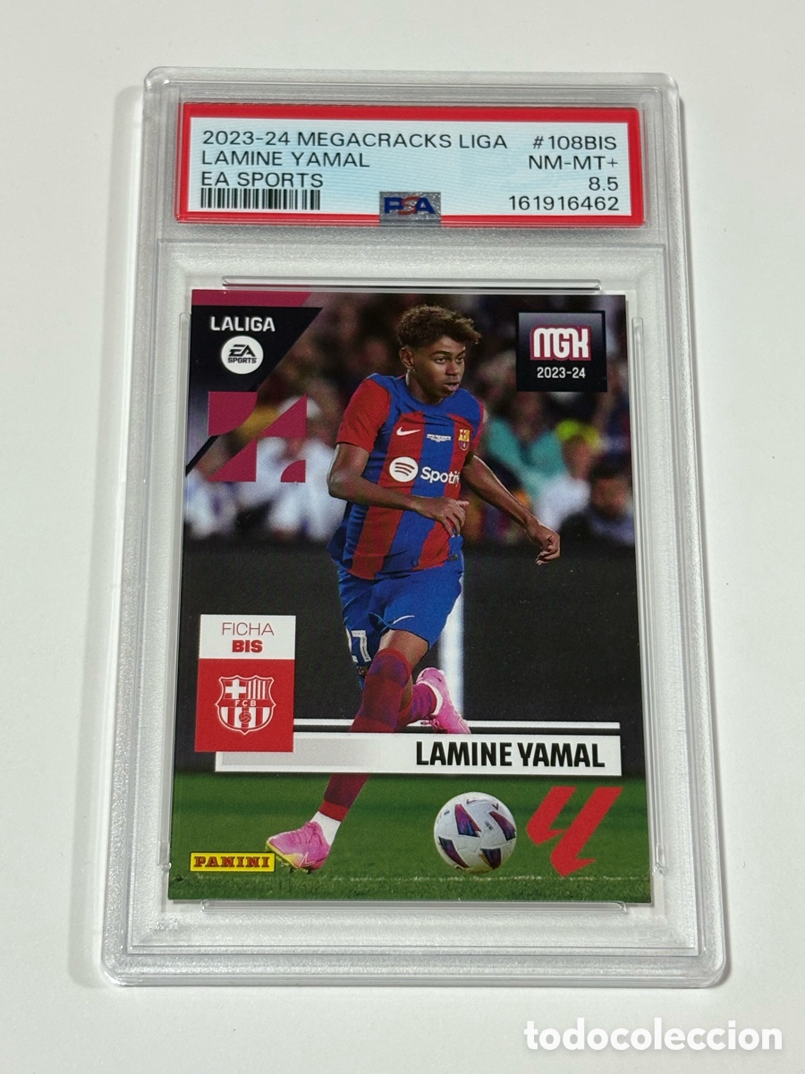 Cromos de f&uacute;tbol: 2023-24 Panini Megacracks LAMINE YAMAL ROOKIE RK Rookie 108Bis PSA 8.5 LaLiga EA