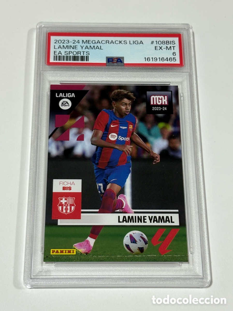 Cromos de f&uacute;tbol: 2023-24 Panini Megacracks LAMINE YAMAL ROOKIE RK Rookie #108Bis PSA 6 LaLiga EA