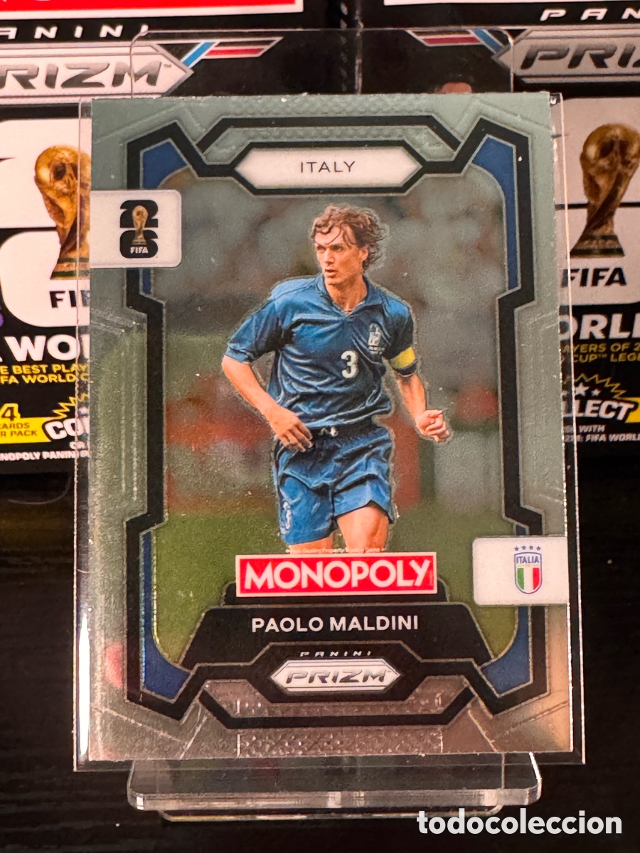 Cartes &agrave; collectionner de Football: 37 PAOLO MALDINI ITALIA FICHAS ALBUM PANINI FIFA WORLD CUP MUNDIAL 2026 MONOPOLY PRIZM