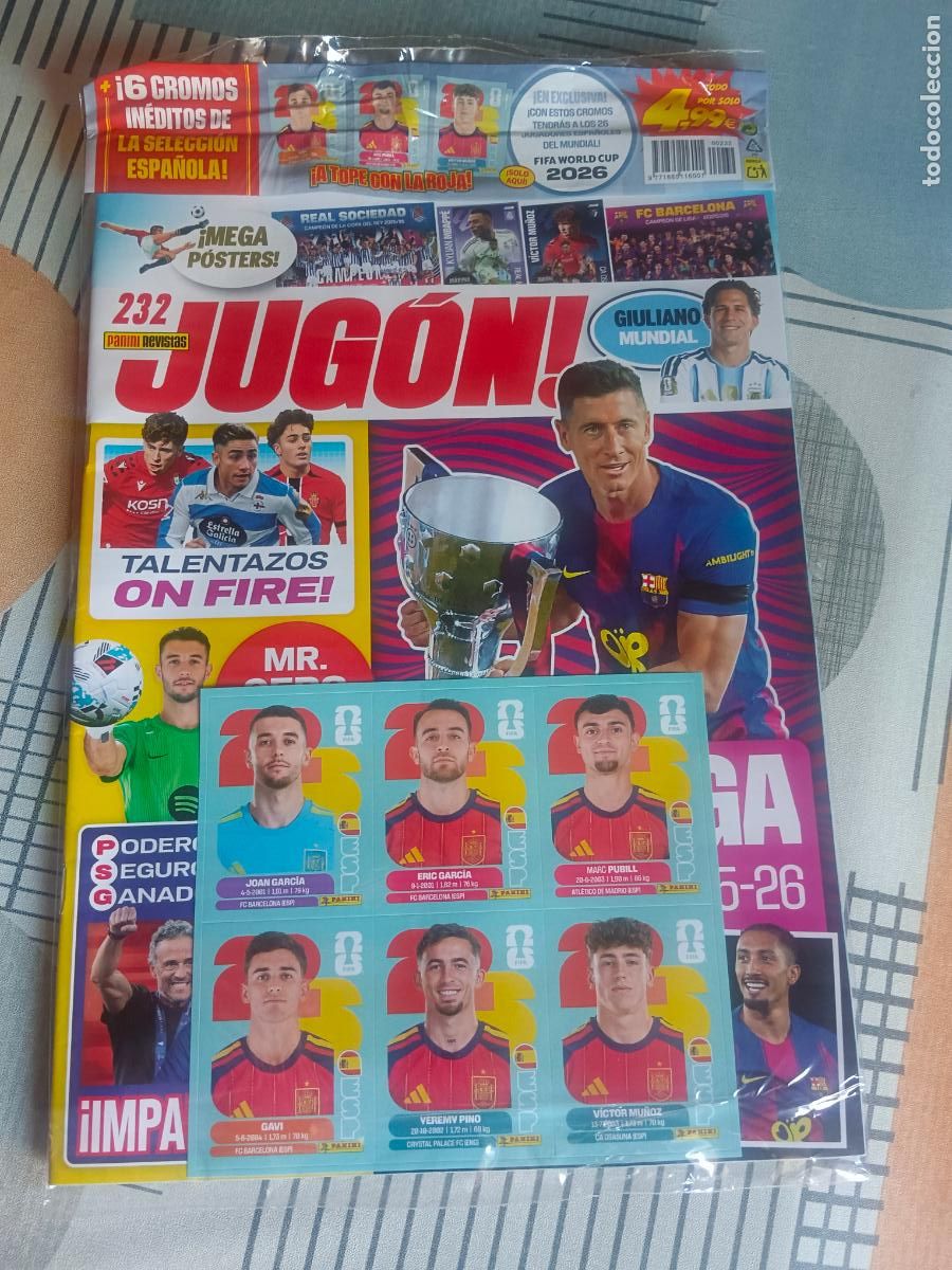 Cromos de Futebol: REVISTA JUG&Oacute;N 232 PRECINTADA ACTUALIZACI&Oacute;N MUNDIAL 2026 JON GARCIA ERIC GARCIA GAVI YEREMI PINO.....