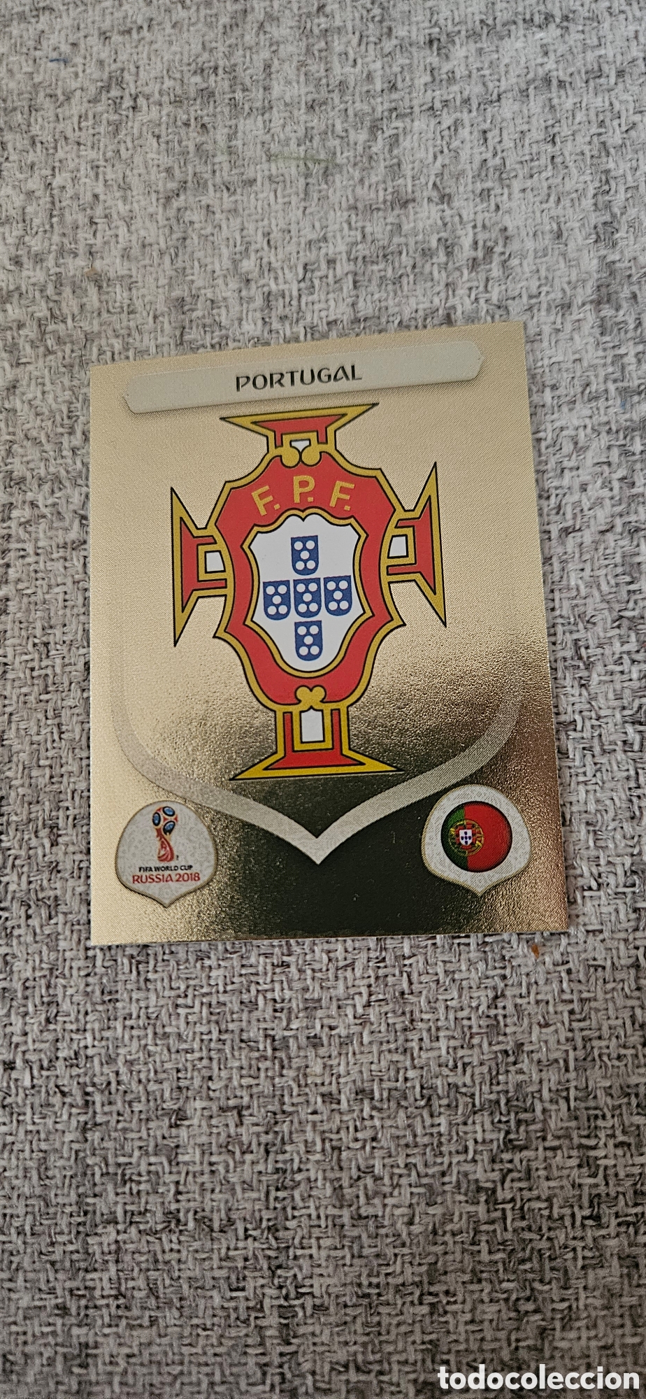 Cromos de f&uacute;tbol: Escudo portugal 112 oro mundial. Russia. 2018 18 Rusia world cup versi&oacute;n Suiza &uacute;nico.