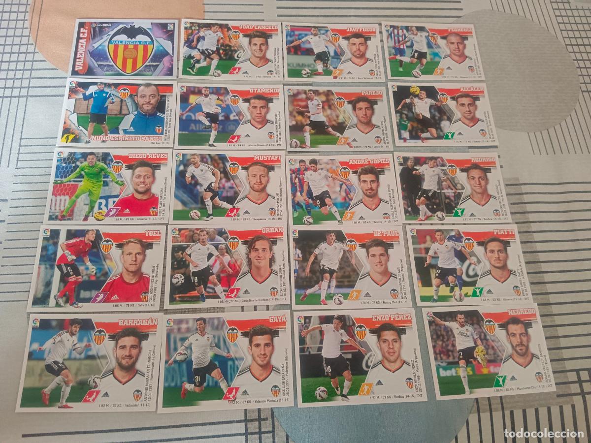 Figurine di Calcio: 2015 2016 15 16 VALENCIA 20 CROMOS EQUIPO BASICO COMPLETO HASTA 2&ordf; SEGUNDA EDICION BRILLANTE NUEVOS