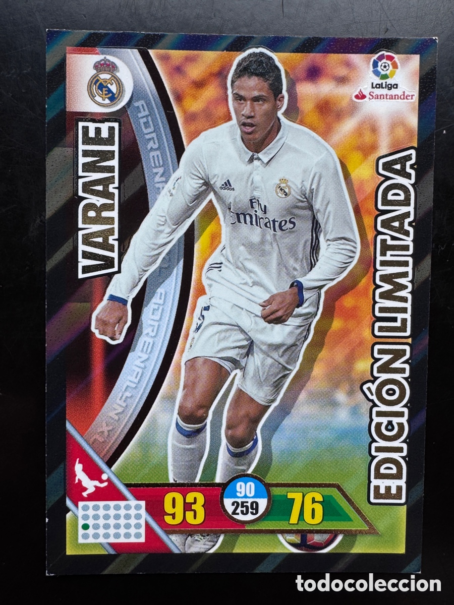Cromos de f&uacute;tbol: Varane Edici&oacute;n limitada Real Madrid Adrenalyn 2016/17