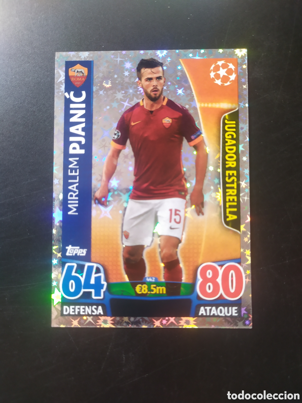 Football Stickers: UEFA Champions match attax topps 2015 2016 15 16 Pjanic jugador estrella n&deg; 442 Roma