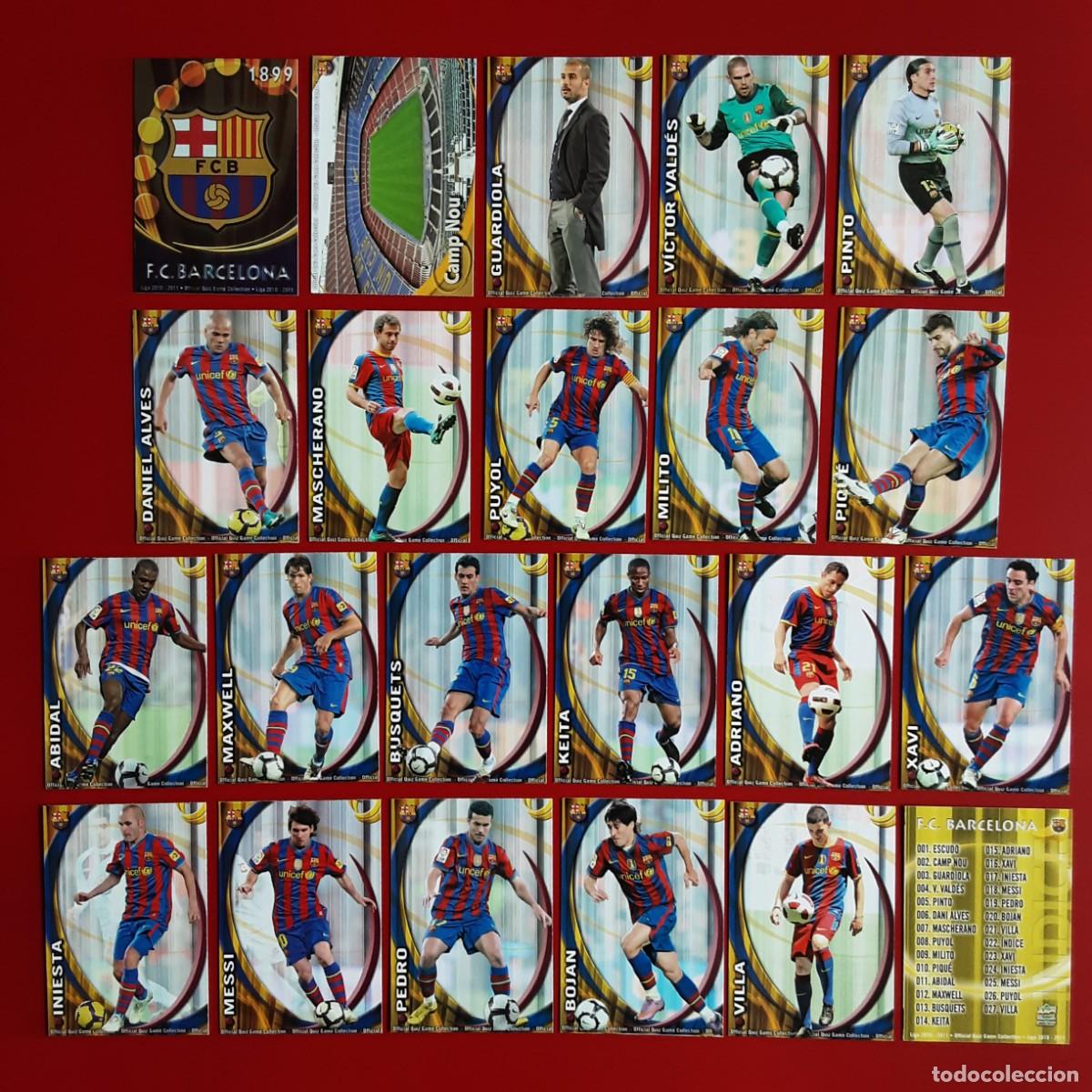 Cromos de f&uacute;tbol: EQUIPO COMPLETO BASICO BARCELONA LIGA TEMPORADA 2010 2011 10 11 MUNDICROMO SPORT MC - MESSI