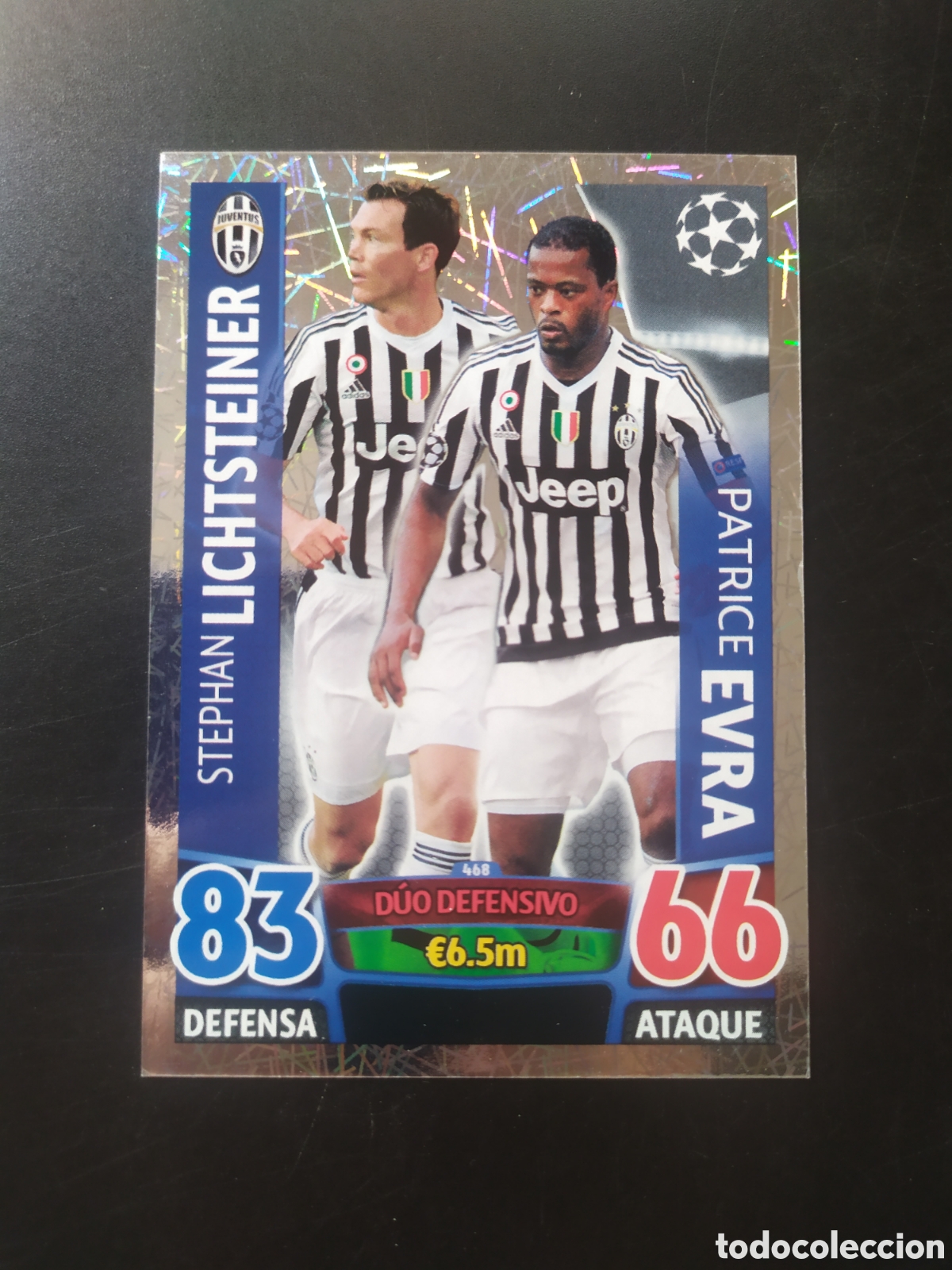 Cromos de f&uacute;tbol: UEFA Champions match attax topps 2015 2016 15 16 Lichtsteiner Evra n&deg; 468 Juventus