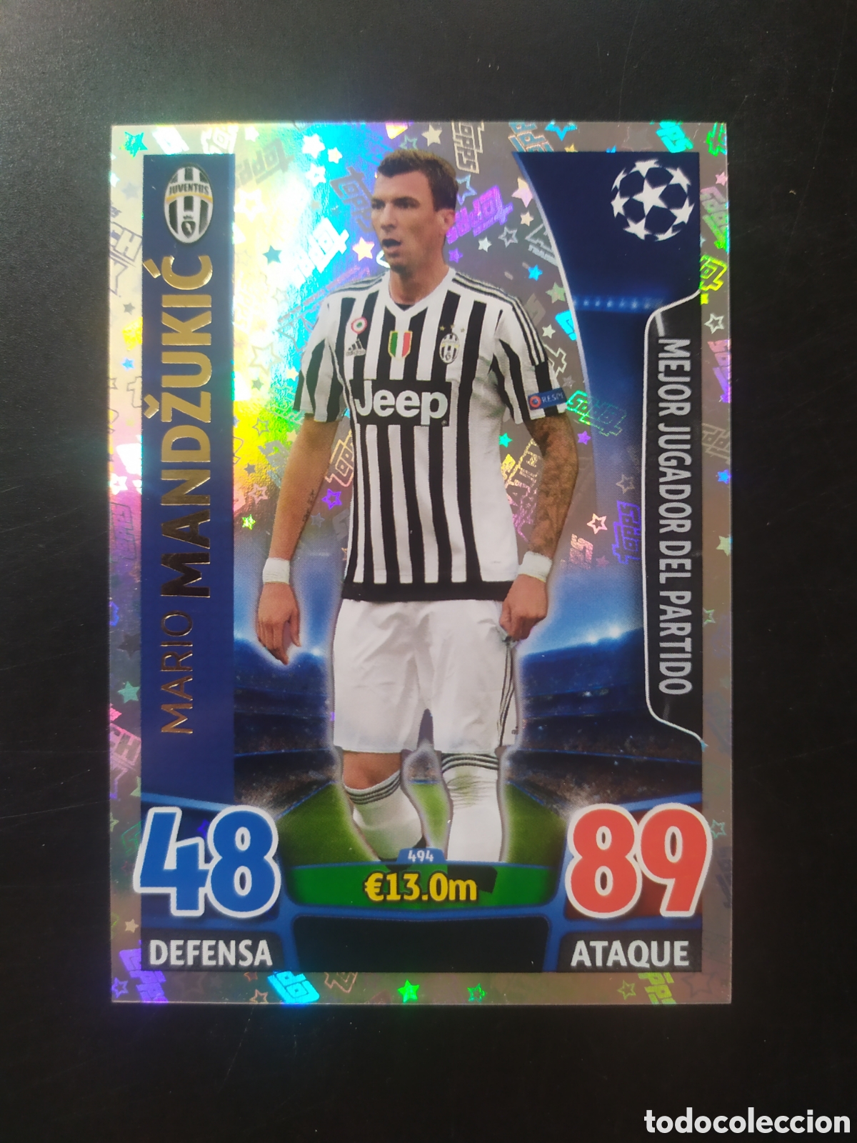 Cromos de f&uacute;tbol: UEFA Champions match attax topps 2015 2016 15 16 Mandzukic mejor jugador partido n&deg; 494 Juventus