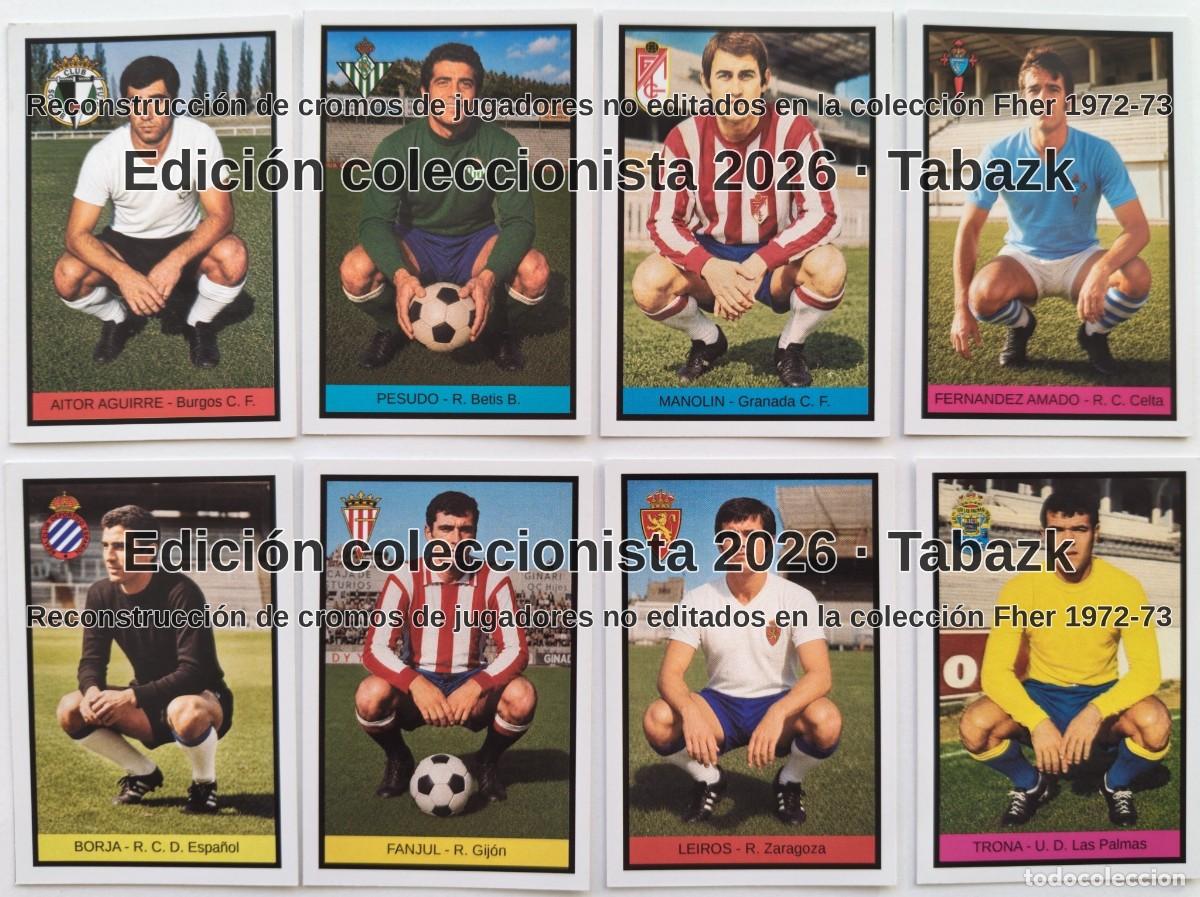 Cromos de f&uacute;tbol: Lote 8 cromos DOBLE IMAGEN &ndash; FHER 1972-73 nunca editados DISGRA 72 73 EDICI&Oacute;N COLECCIONISTA 2026
