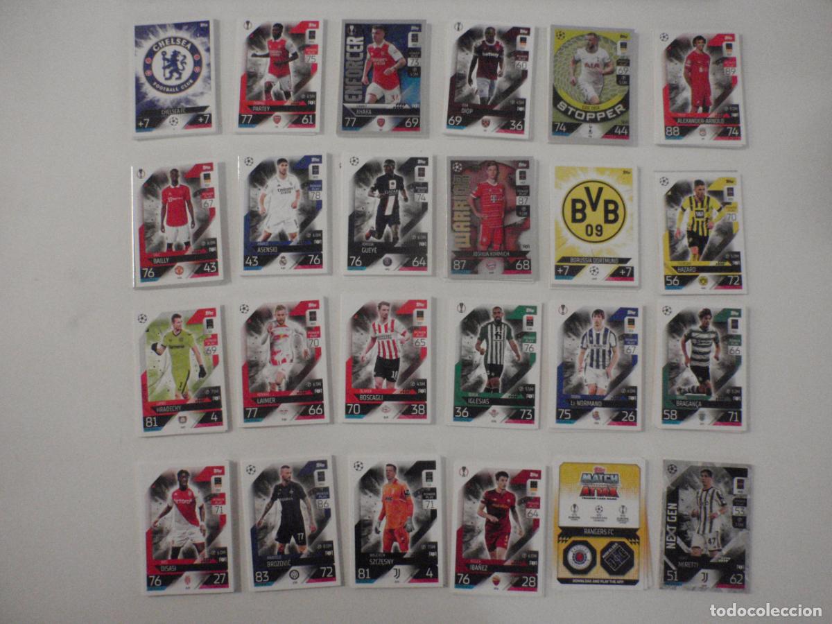 Cromos de f&uacute;tbol: LOTE 219 Cromos diferentes UEFA CHAMPIONS LEAGUE 2022 2023 TRADING CARDS TOPPS MATCH ATTAX 22 23