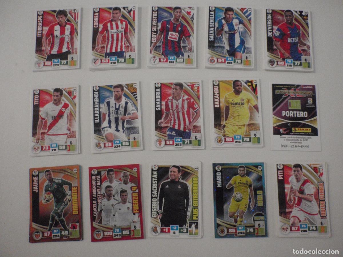 Cromos de f&uacute;tbol: LOTE 100 cromos trading cards diferentes de futbol. Fichas ADRENALYN XL 2015 2016. PANINI 15 16