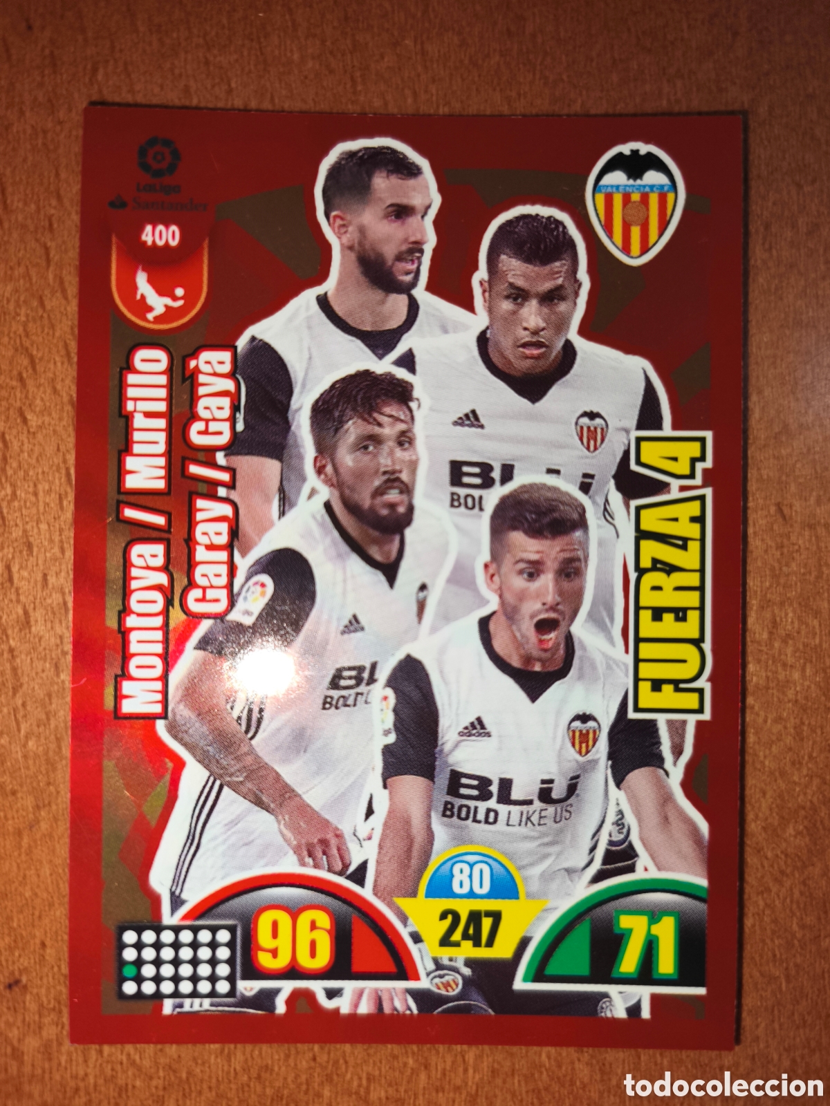 Cromos de f&uacute;tbol: Montoya/Murillo/Garay/Gaya n&deg;400 FUERZA 4 Adrenalyn XL 17/18 Valencia