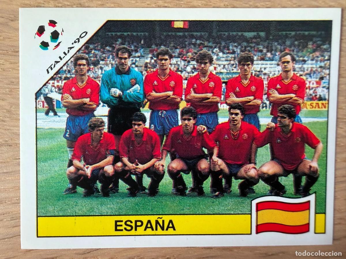 Cromos de f&uacute;tbol: 347 ALINEACION PLANTILLA ESPA&Ntilde;A MUNDIAL ITALIA 1990 90 PANINI NUNCA PEGADO SIN PEGAR