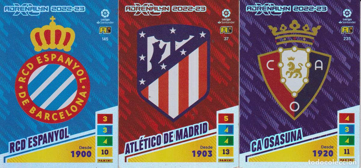 Cromos de f&uacute;tbol: 3 CROMOS FUTBOL - ADRENALYN XL - PANINI - LIGA SANTANDER 2022-23 - ESCUDOS