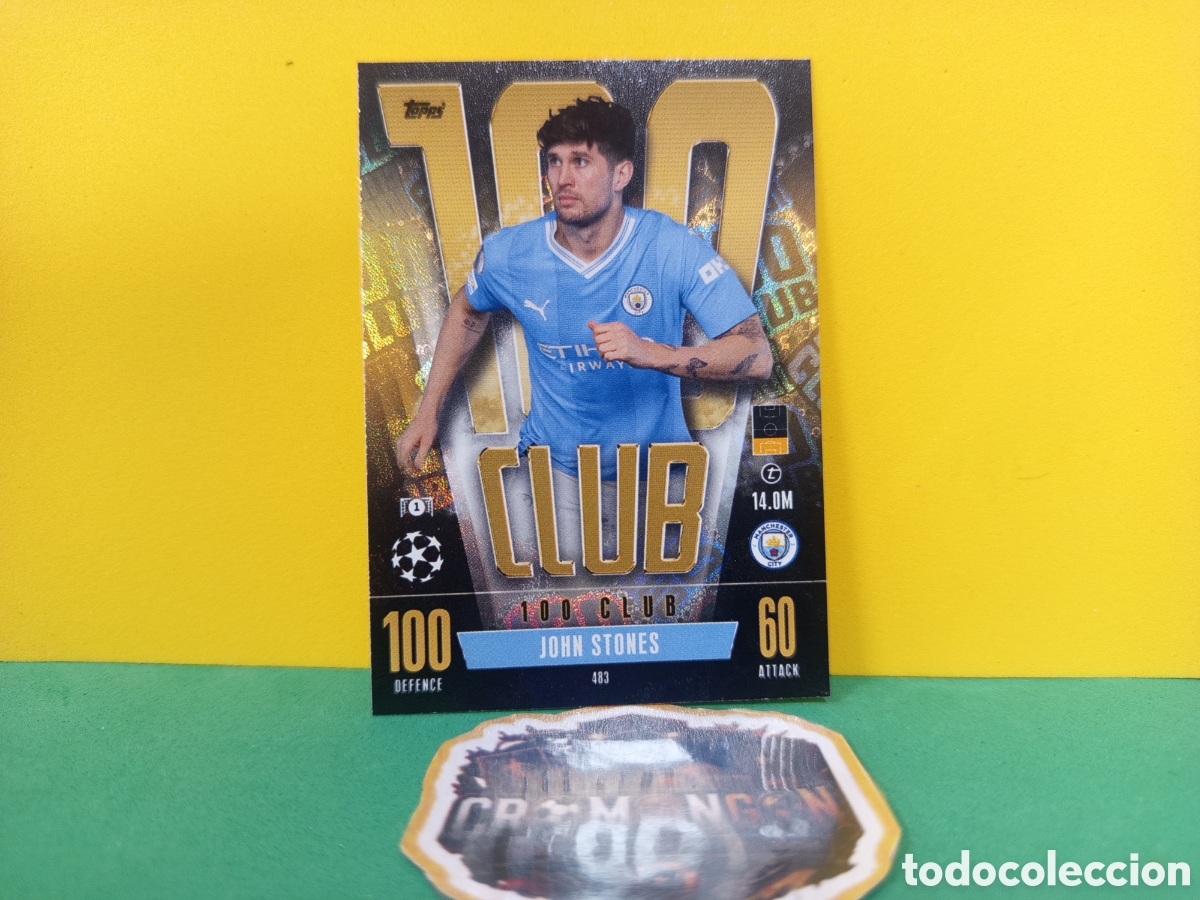 Figurine di Calcio: ❇️ CROMO ⚽ JOHN STONES MANCHESTER CITY 483 CLUB 100 MATCH ATTAX 2023 2024 23 24 TOPPS ❇️