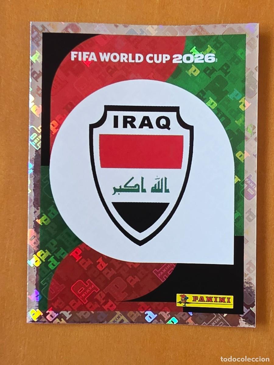 Cromos de f&uacute;tbol: IRQ 1 Escudo logo emblema Iraq Irak, Panini FIFA World Cup Mundial 2026 Sticker