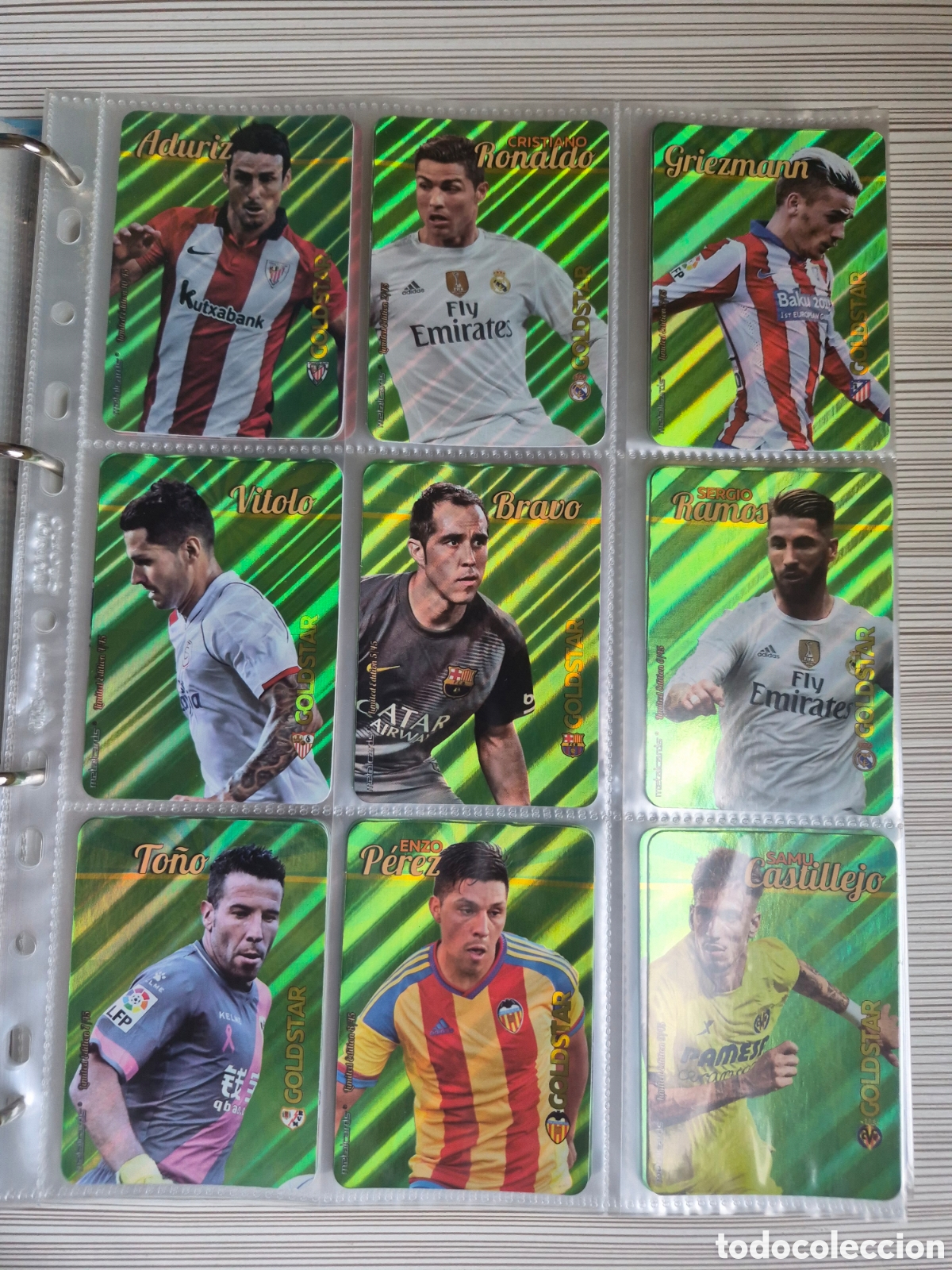 Cromos de f&uacute;tbol: Mundicromo 2015 2016 Gold Star Rayas Diagonales Lote LEER