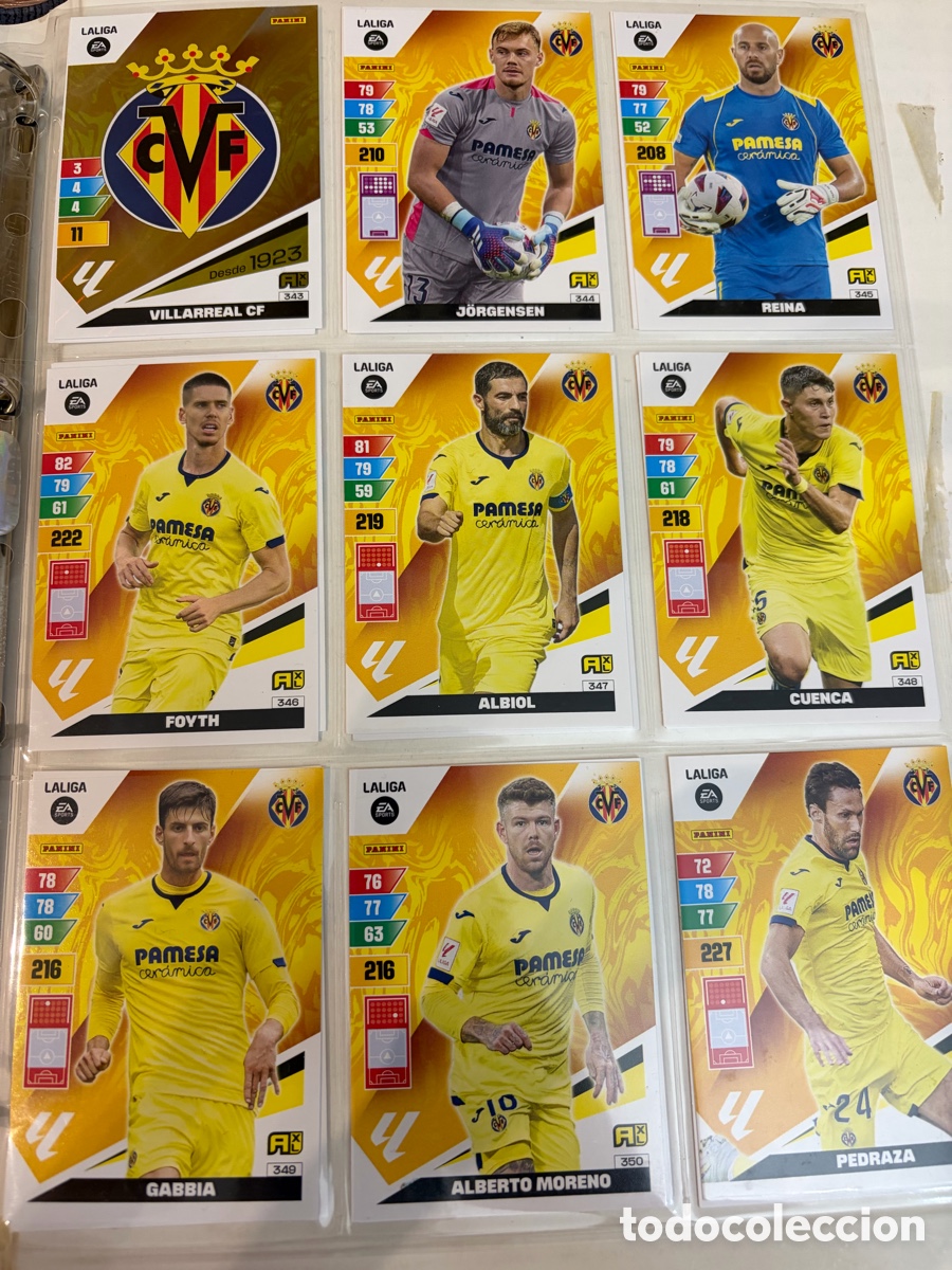 Cromos de f&uacute;tbol: VILLARREAL ADRENALYN 2023 2024 23 34 EQUIPO COMPLETO PANINI