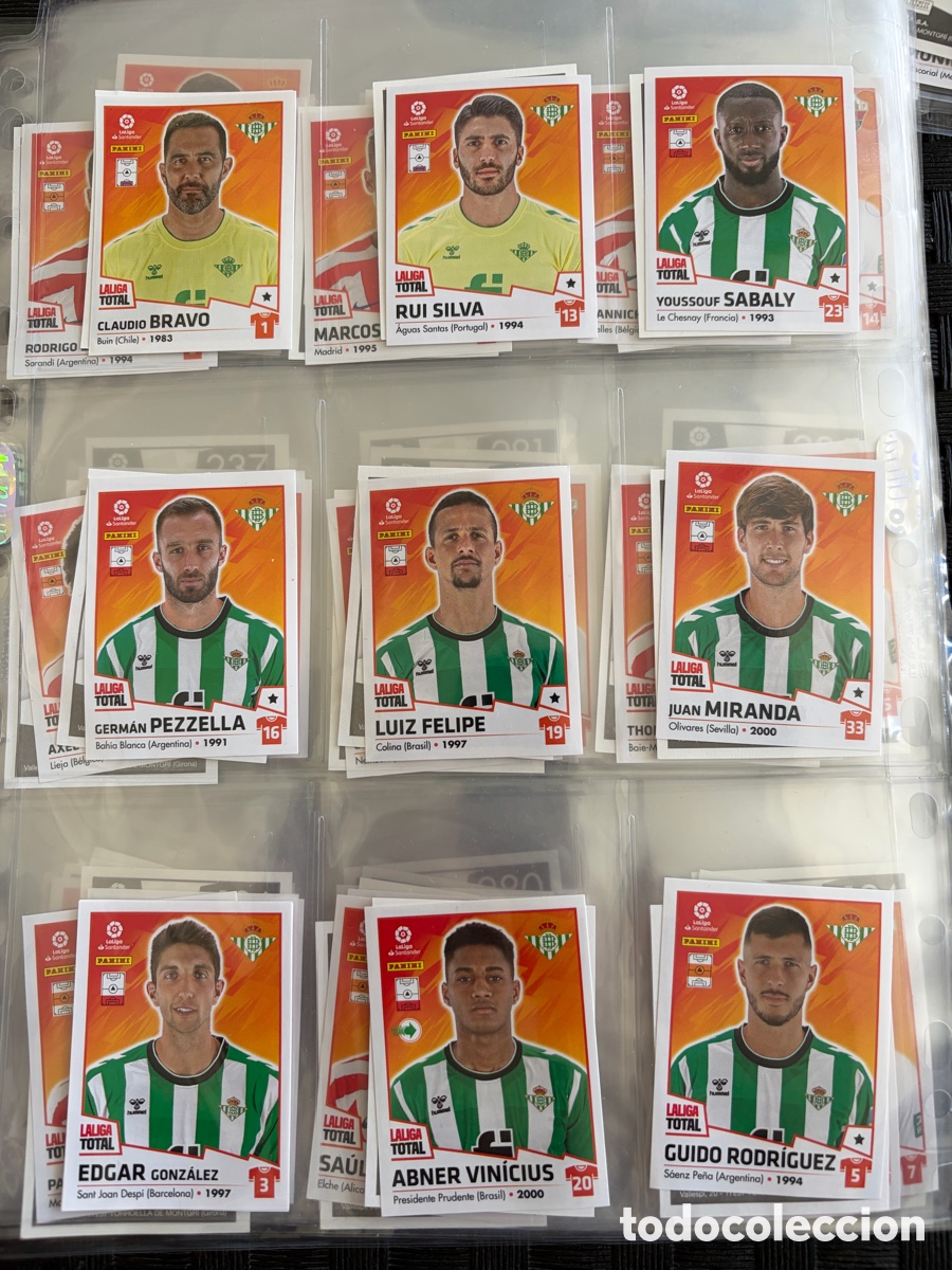 Cromos de f&uacute;tbol: REAL BETIS BALOMPI&Eacute; LA LIGA TOTAL EQUIPO COMPLETO 2022 2023 22 23 PANINI
