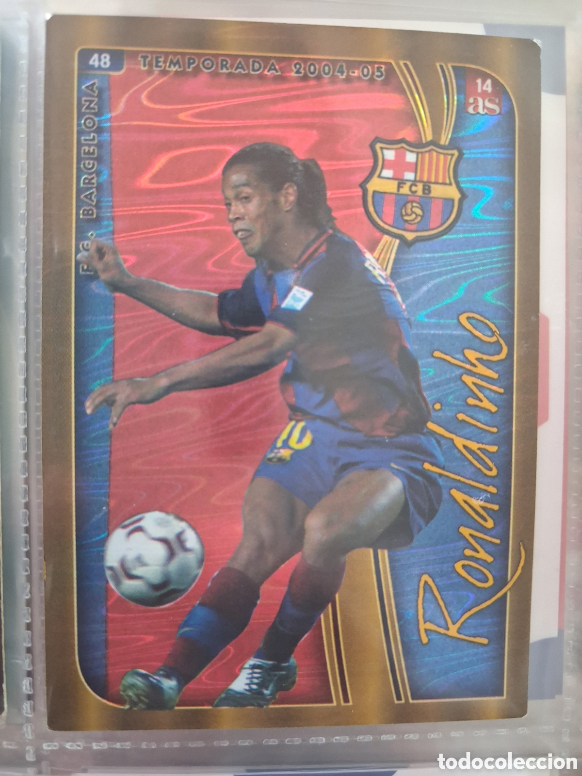 Cromos de f&uacute;tbol: MUNDICROMO LAS FICHAS DE LA LIGA 04 05 2004 2005 DIARIO AS N&ordm; 14 RONALDINHO BARCELONA N&ordm; 48