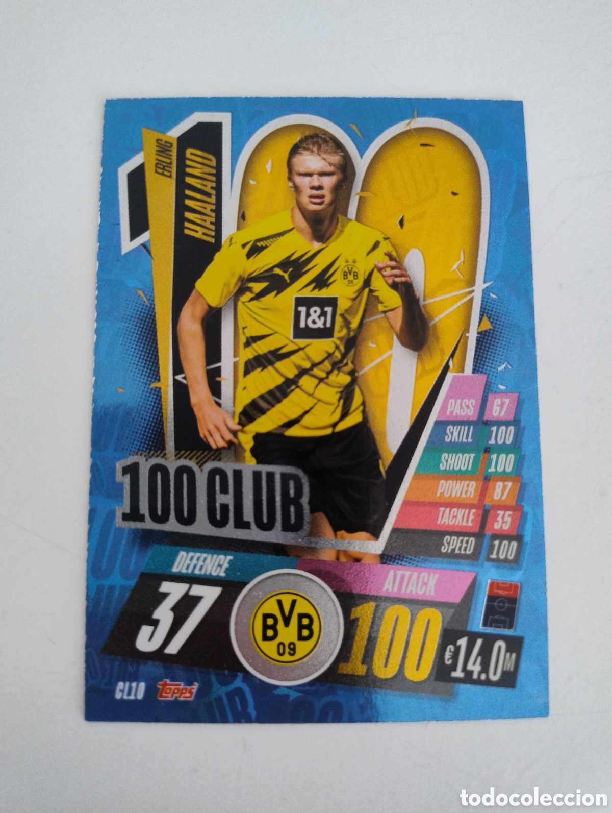 Cromos de f&uacute;tbol: CL10 - Haaland - Borussia Dortmund - Topps Match Attax 2020 - 2021 100 Club