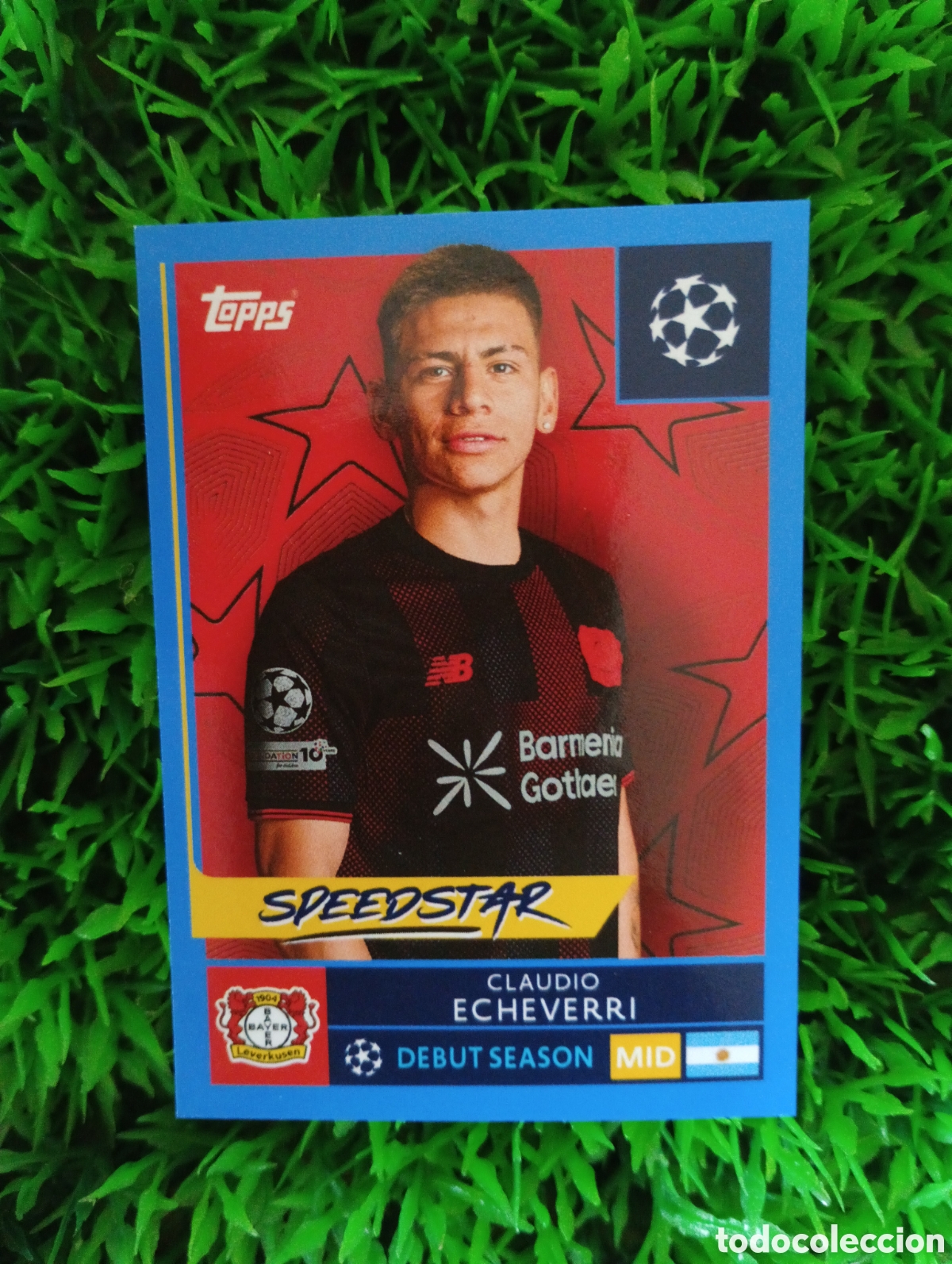 Football Stickers: Echeverri Bayer Leverkusen PARALELA AZUL Champions League 25-26 # 137 NUNCA PEGADO