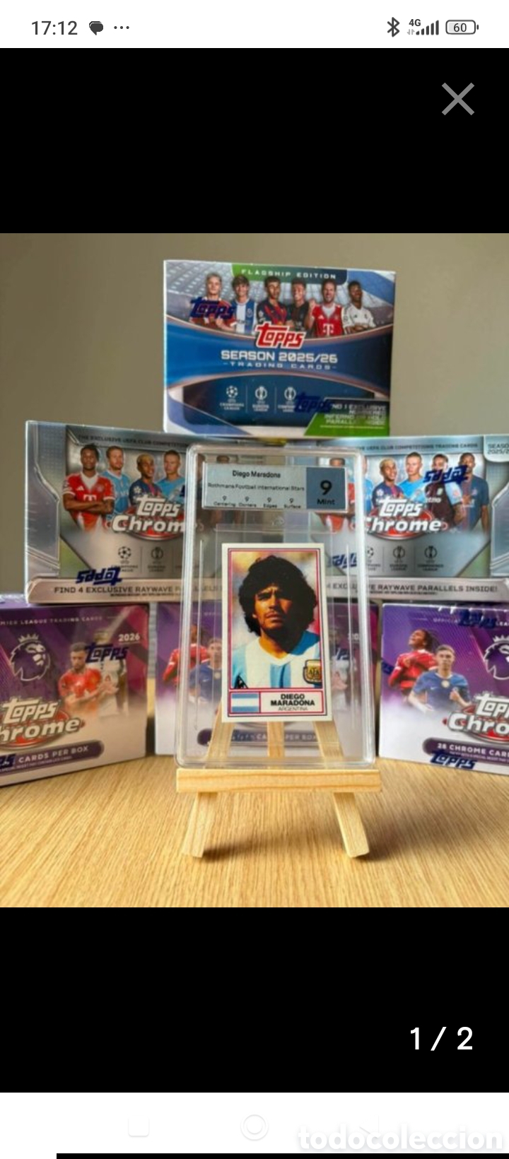 Football Stickers: Espectacular carta gradeada de diego armando Maradona con la selecci&oacute;n argentina