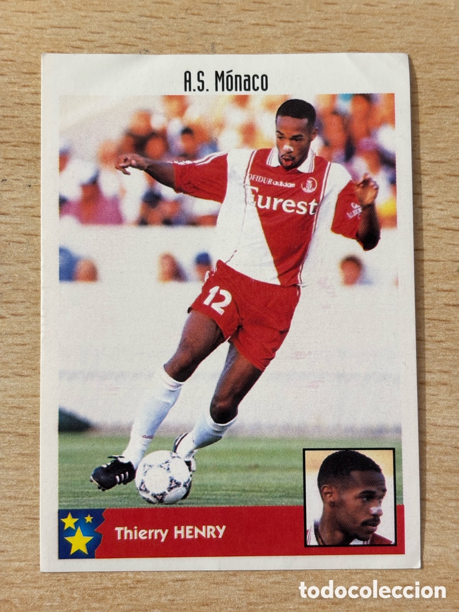 Figurine di Calcio: # 180 Thierry Henry rookie Francia AS M&oacute;naco Mejores Equipos de Europa 97-98 Panini