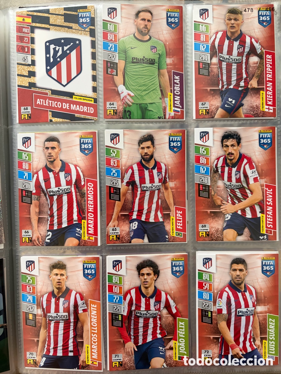 Cromos de f&uacute;tbol: LOTE 9 CARTAS ATLETICO DE MADRID FIFA 365 2021 ADRENALYN XL PANINI