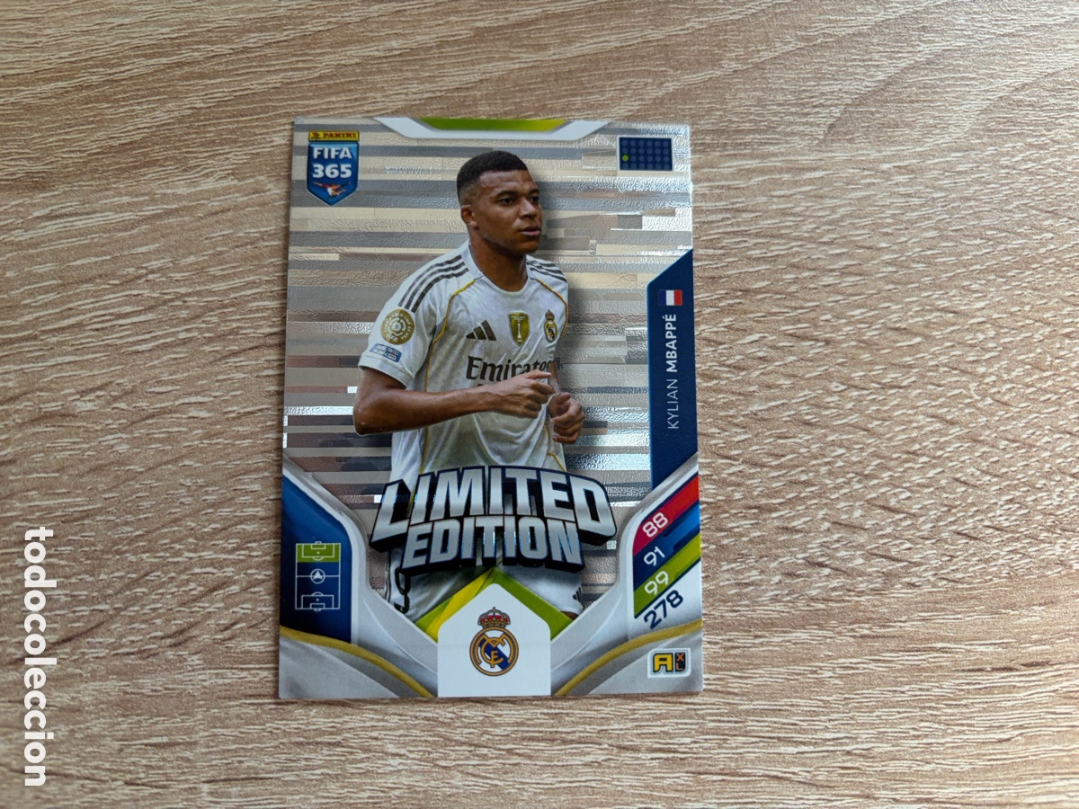 Cromos de f&uacute;tbol: KYLIAN MBAPP&Eacute; EDICI&Oacute;N LIMITADA PANINI FIFA 365 2025 ADRENALYN XL REAL MADRID