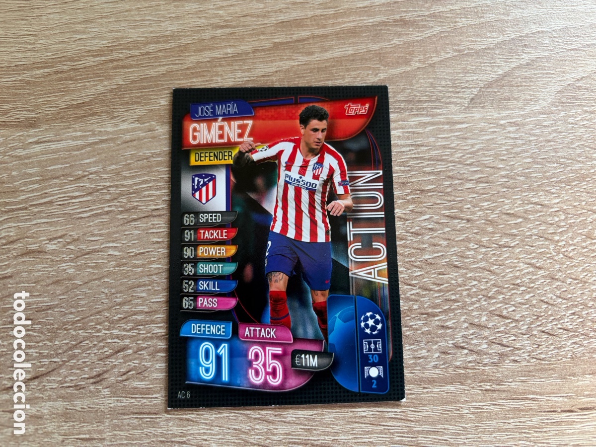 Fu&szlig;ball-Sticker: AC6 JOSE MARIA GIMENEZ ACTION MATCH ATTAX FUTBOL TOPPS 2019 2020 19 20 ATLETICO DE MADRID