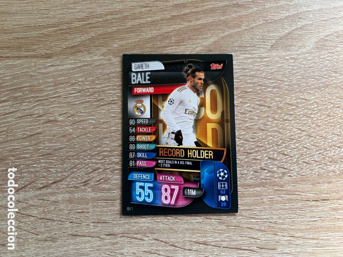 Cromos de f&uacute;tbol: RH1 GARETH BALE RECORD HOLDER MATCH ATTAX FUTBOL TOPPS 2019 2020 19 20 REAL MADRID