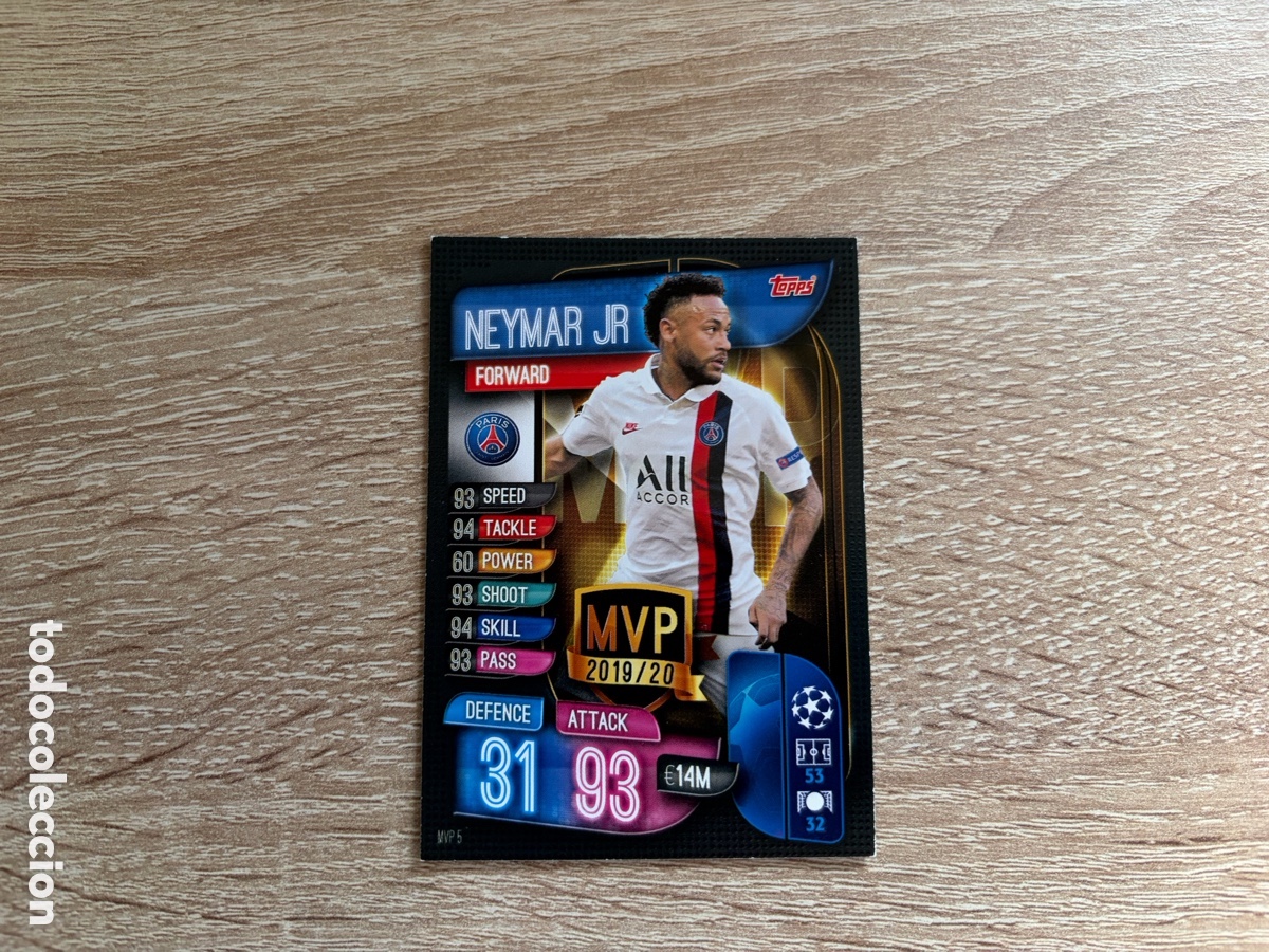 Cromos de f&uacute;tbol: MVP5 NEYMAR JR MVP 2019 20 MATCH ATTAX FUTBOL TOPPS 2019 2020 19 20 PARIS SAINT GERMAIN PSG