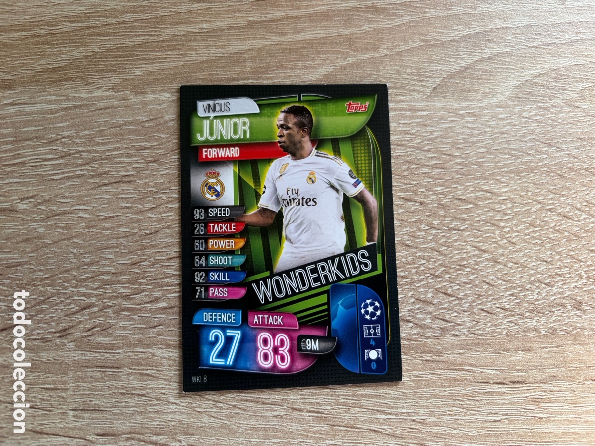 Cromos de f&uacute;tbol: WKI8 VINICIUS JUNIOR WONDERKIDS MATCH ATTAX FUTBOL TOPPS 2019 2020 19 20 REAL MADRID