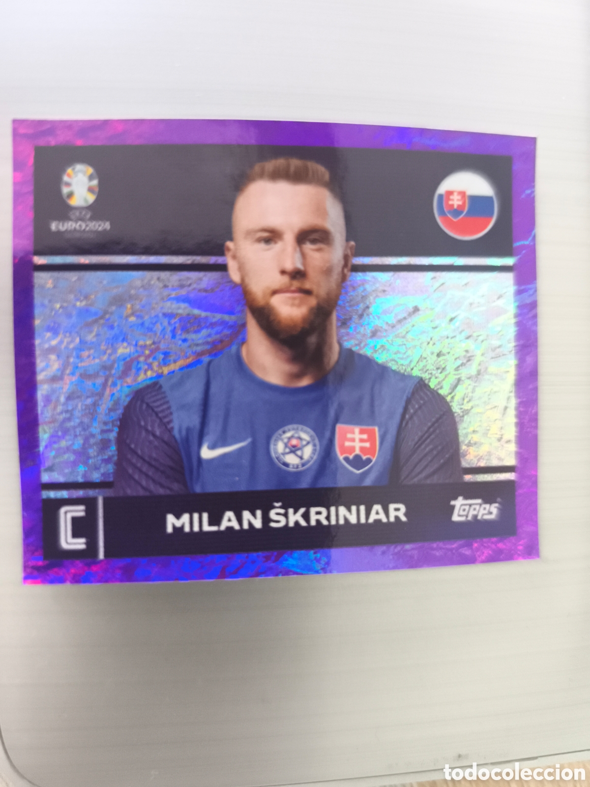 Cromos de f&uacute;tbol: Cromo colecci&oacute;n Topps Euro Stickers Germany 2024, SVK 2 MILAN SKRINIAR EDICI&Oacute;N PURPLE O MORADO