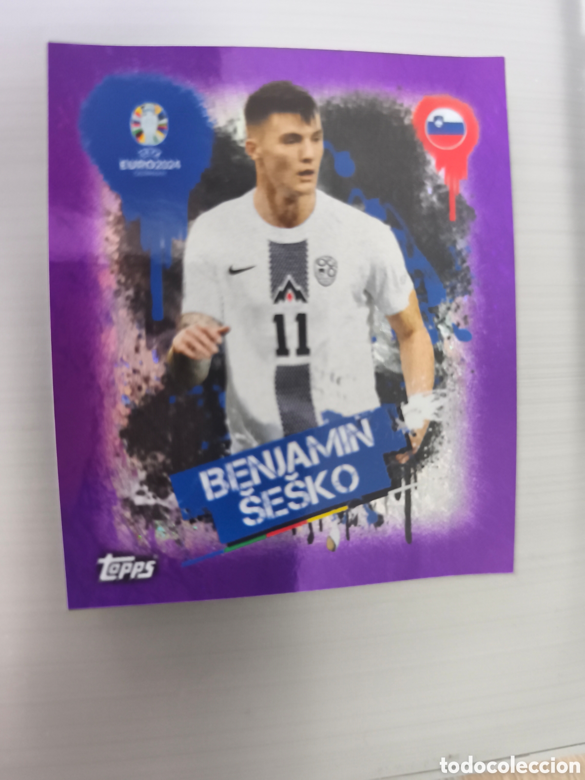 Cromos de f&uacute;tbol: Cromo colecci&oacute;n Topps Euro Stickers Germany 2024, SVN 3 BENJAM&Iacute;N SESKO EDICI&Oacute;N PURPLE O MORADO