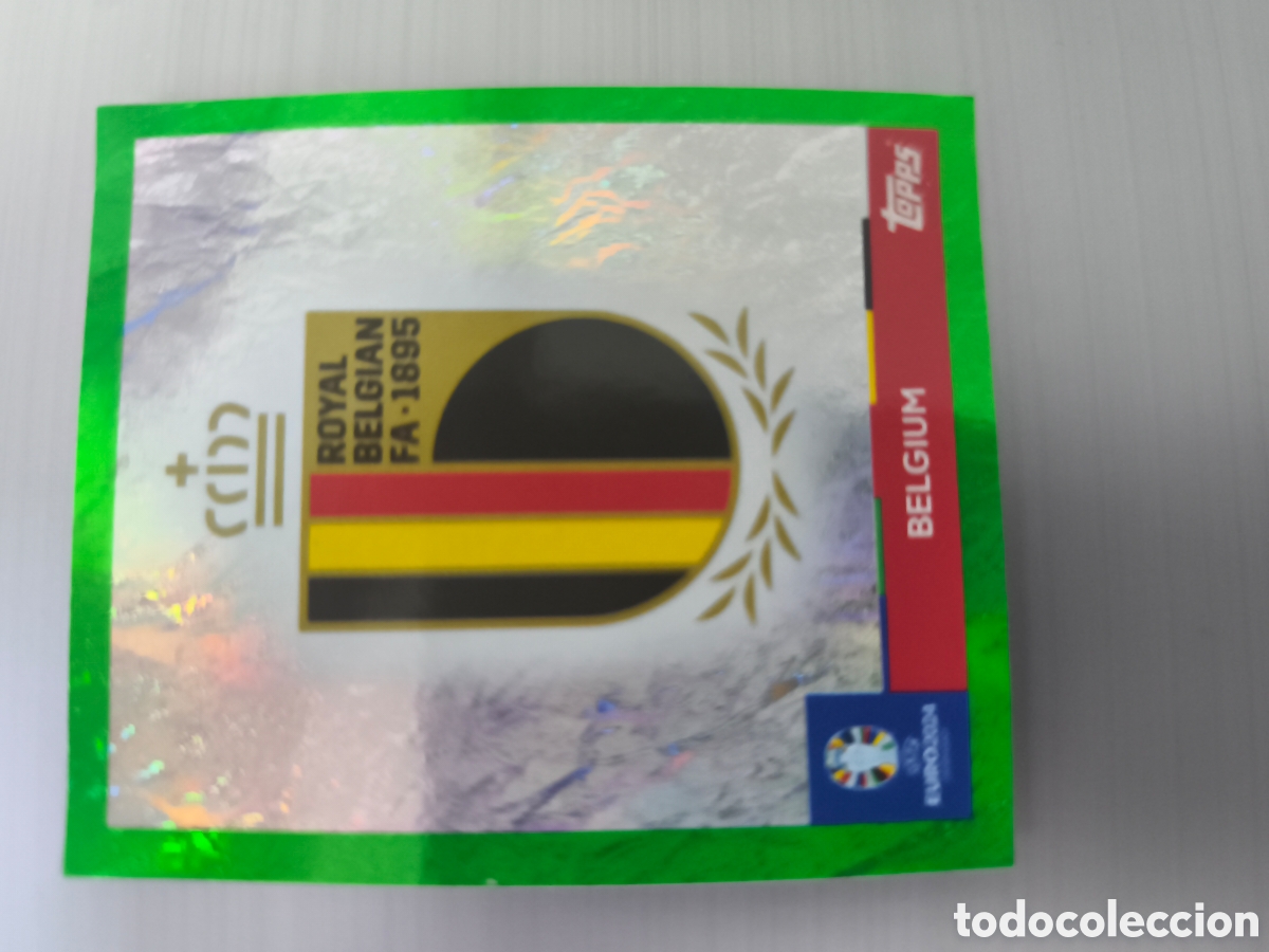 Cromos de Futebol: Cromo colecci&oacute;n Topps Euro Stickers Germany 2024. BEL 1 PARALELO GREEN ESCUDO B&Eacute;LGICA
