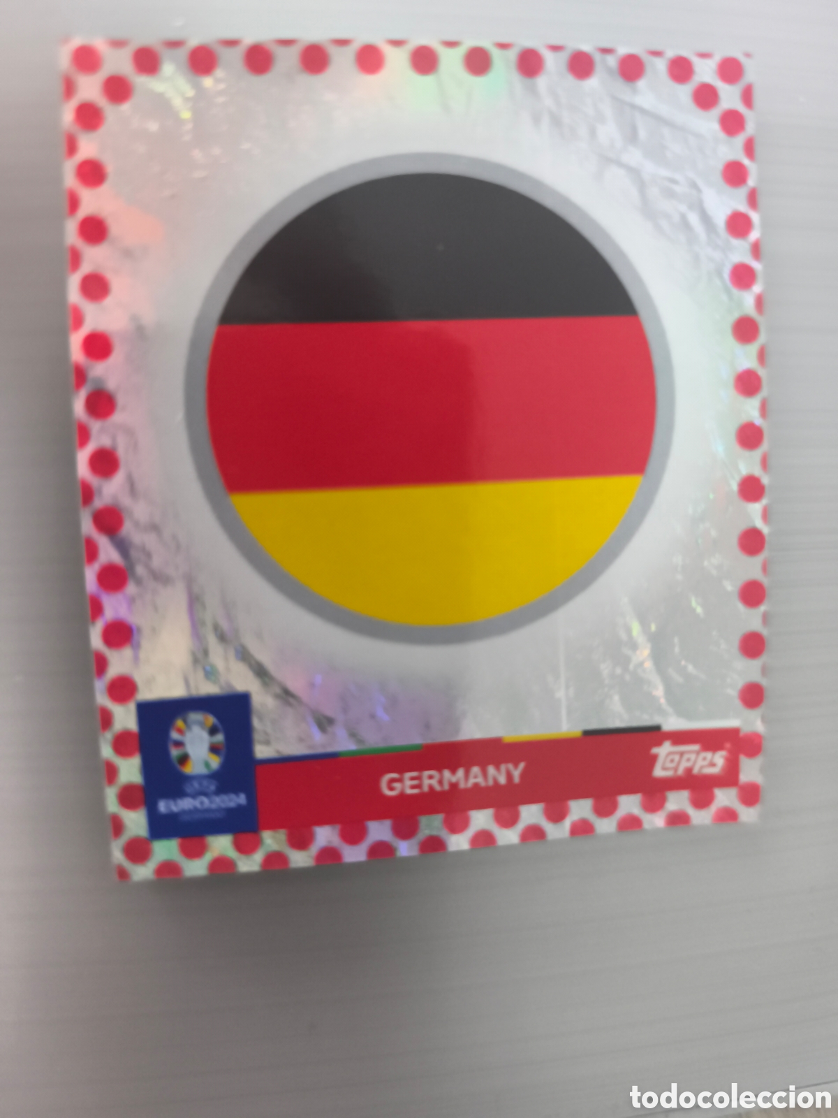 Figurine di Calcio: Cromo Topps Euro Stickers Germany 2024, GER 1 PARALELO EURO BORDER C&Iacute;RCULOS ROJOS ESCUDO ALEMANIA