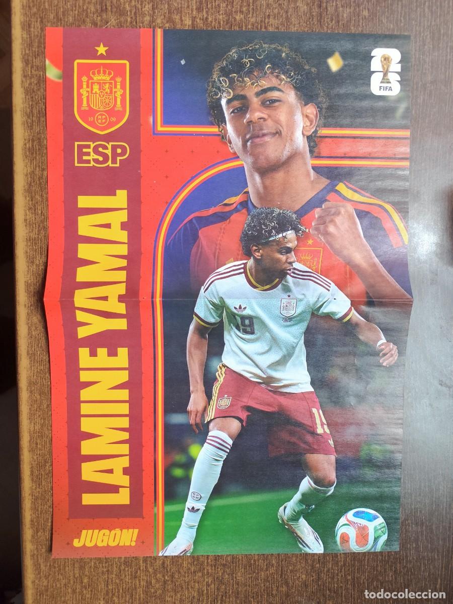 Cromos de f&uacute;tbol: Mundial 2026. Word Cup 2026 USA-Canada-M&eacute;xico. 2 Poster (Lamine Yamal y selecci&oacute;n espa&ntilde;ola f&uacute;tbol)