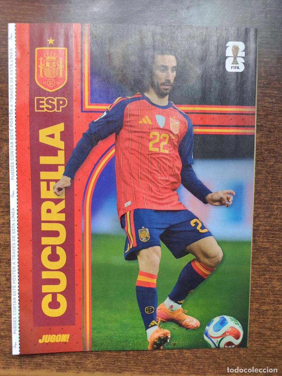 Cromos de f&uacute;tbol: Mundial 2026. 6 Poster de Espa&ntilde;a (Cucurella, M. Llorente, Oyarzabal, Pedri, U. Sim&oacute;n, Rodri)
