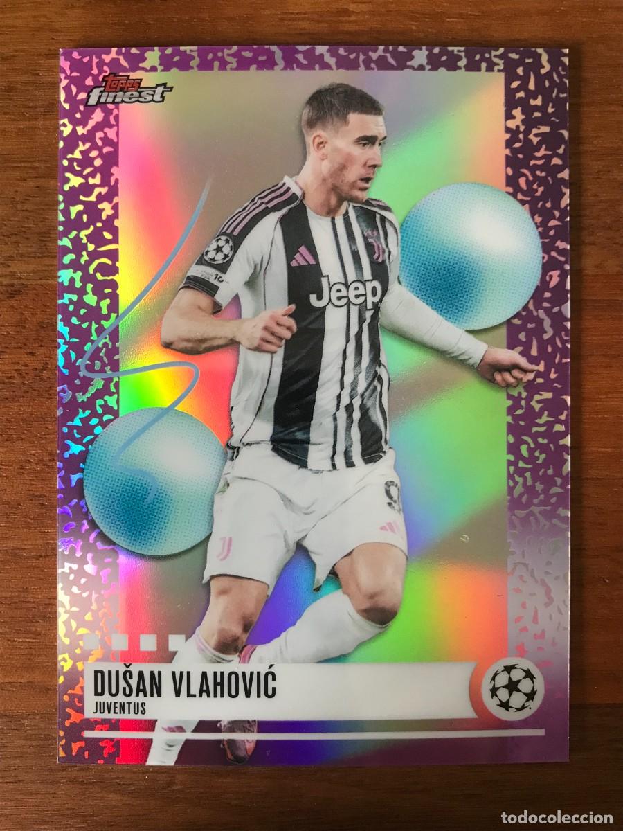 Cartes &agrave; collectionner de Football: DUSAN VLAHOVIC - JUVENTUS - REFRACTOR UNCOMMON - TOPPS FINEST UEFA CLUB COMPETITIONS 2025 2026