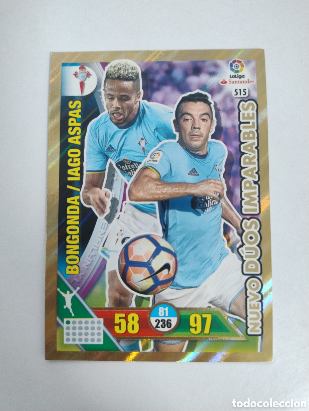 Cromos de f&uacute;tbol: 515 - Iago Aspas y Bongonda - Celta - Adrenalyn XL Liga 2016 - 2017 Nuevo Dios Imparables